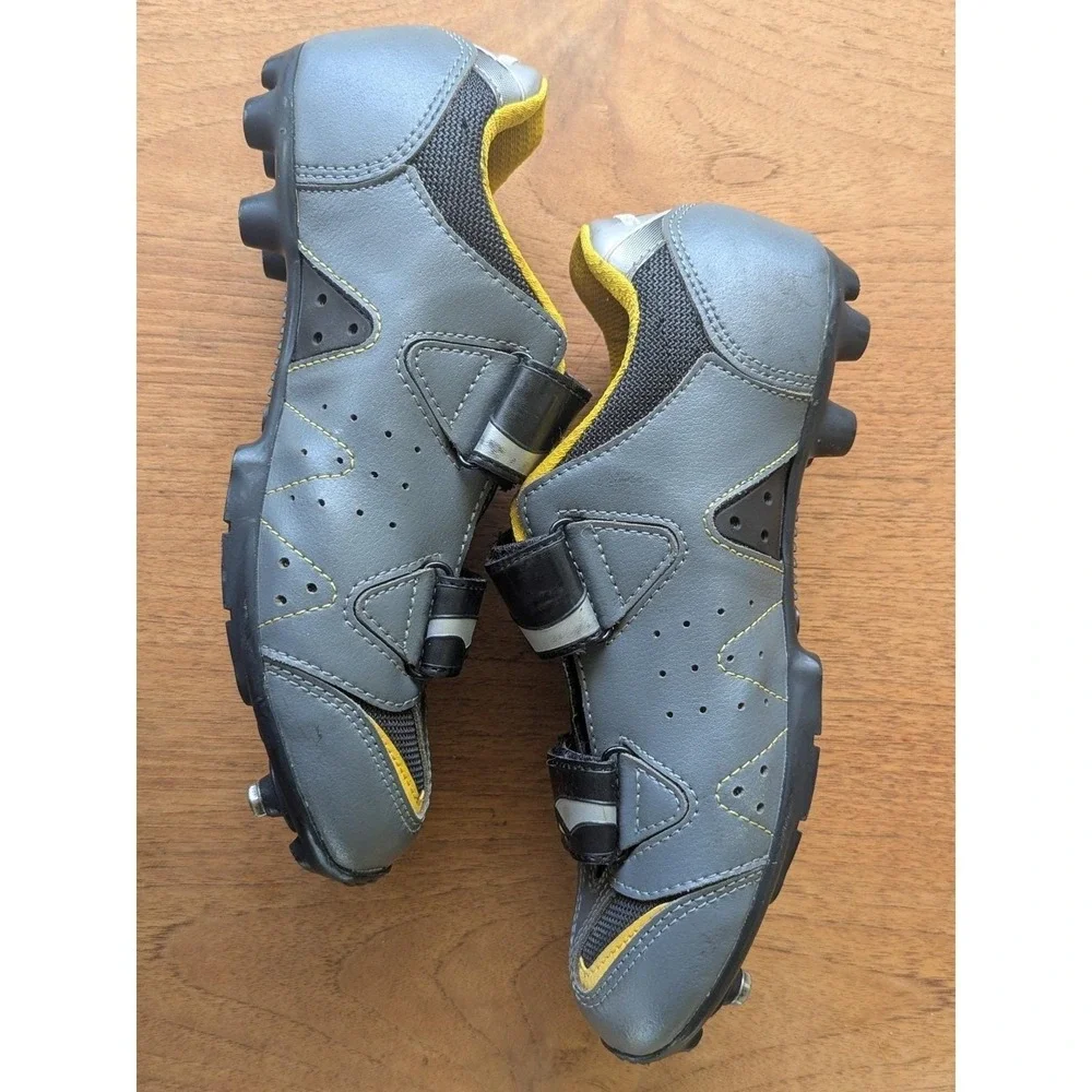 7 Womens EUC Vtg 2002 Shimano‎ SH-M038 Cycling Shoes Grey Yellow MTB Bike 2 Bolt